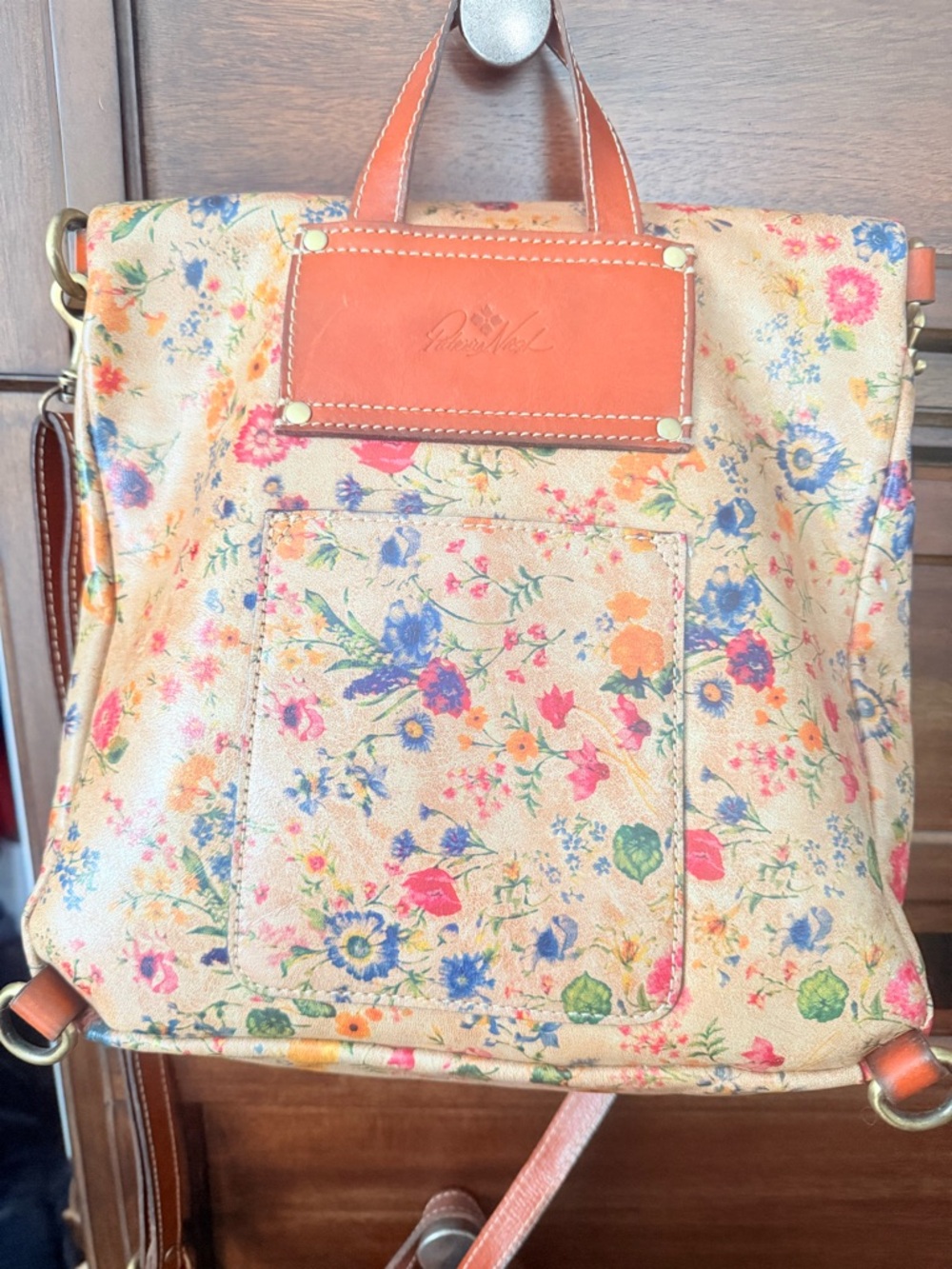 Patricia Nash Luzille convertible backpack handbag leather Prairie Rose Pattern - Picture 3 of 9